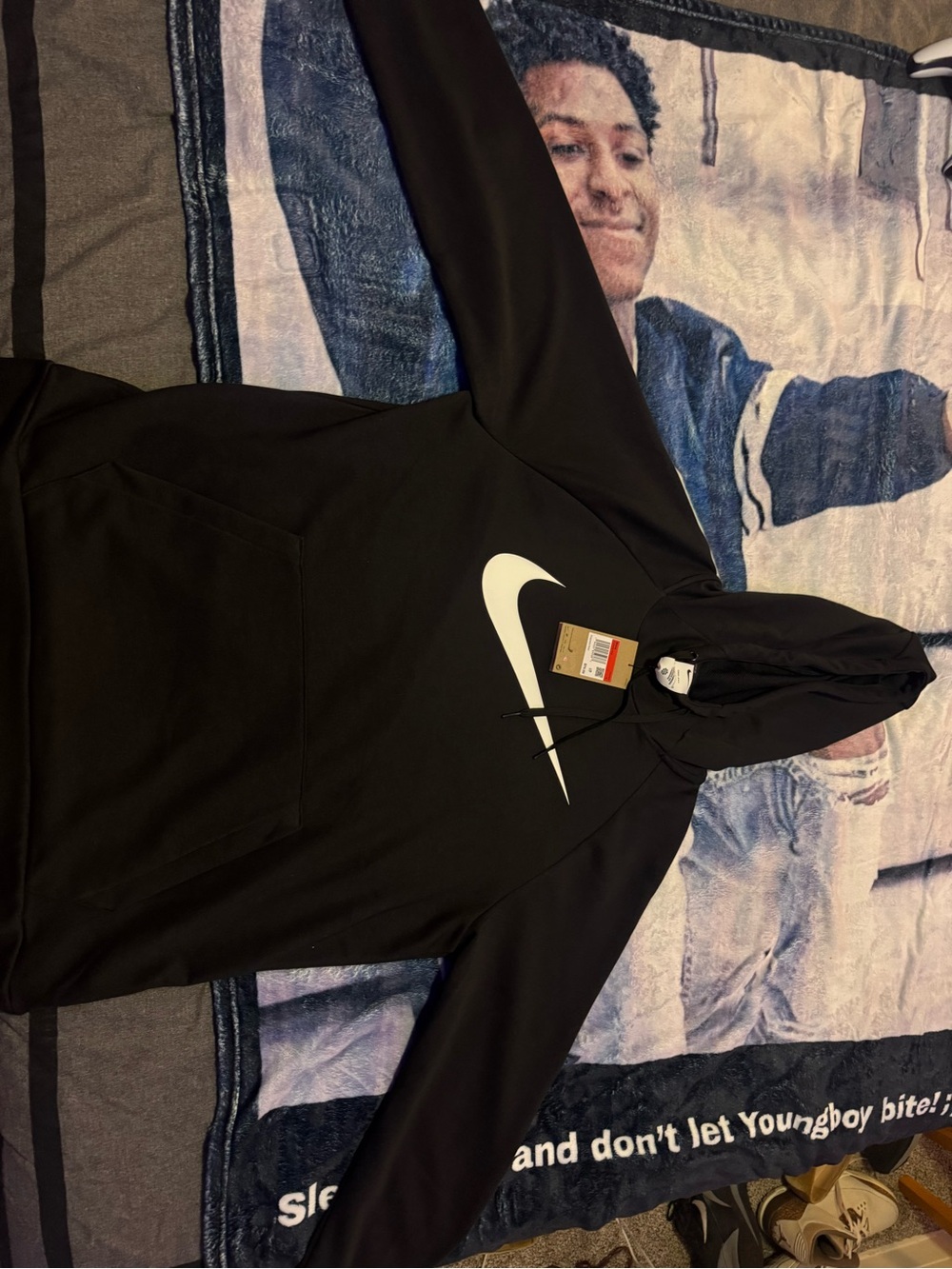 Nike Men’s Black Hoodie with White Swoosh